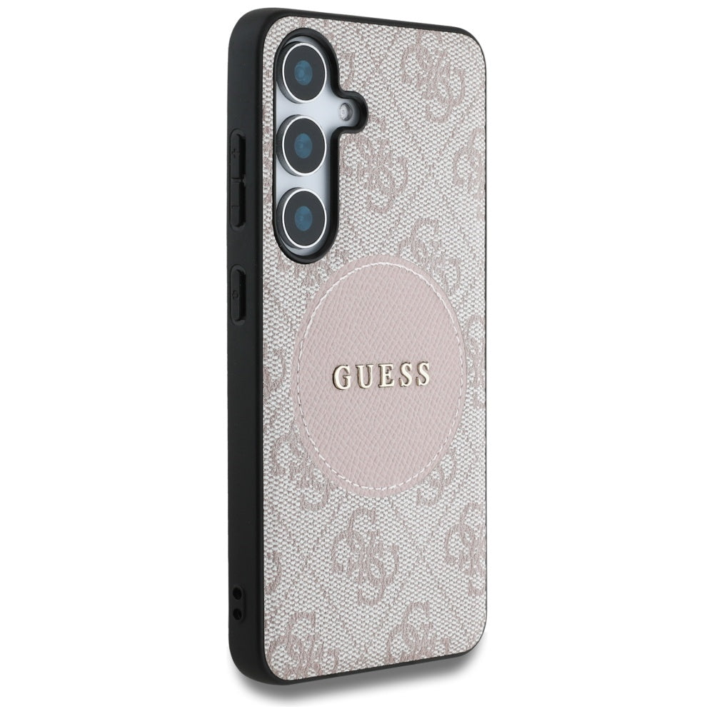 MagSafe Case for Samsung Galaxy S25+ S936, Guess, 4G Circle Classic Logo, Pink