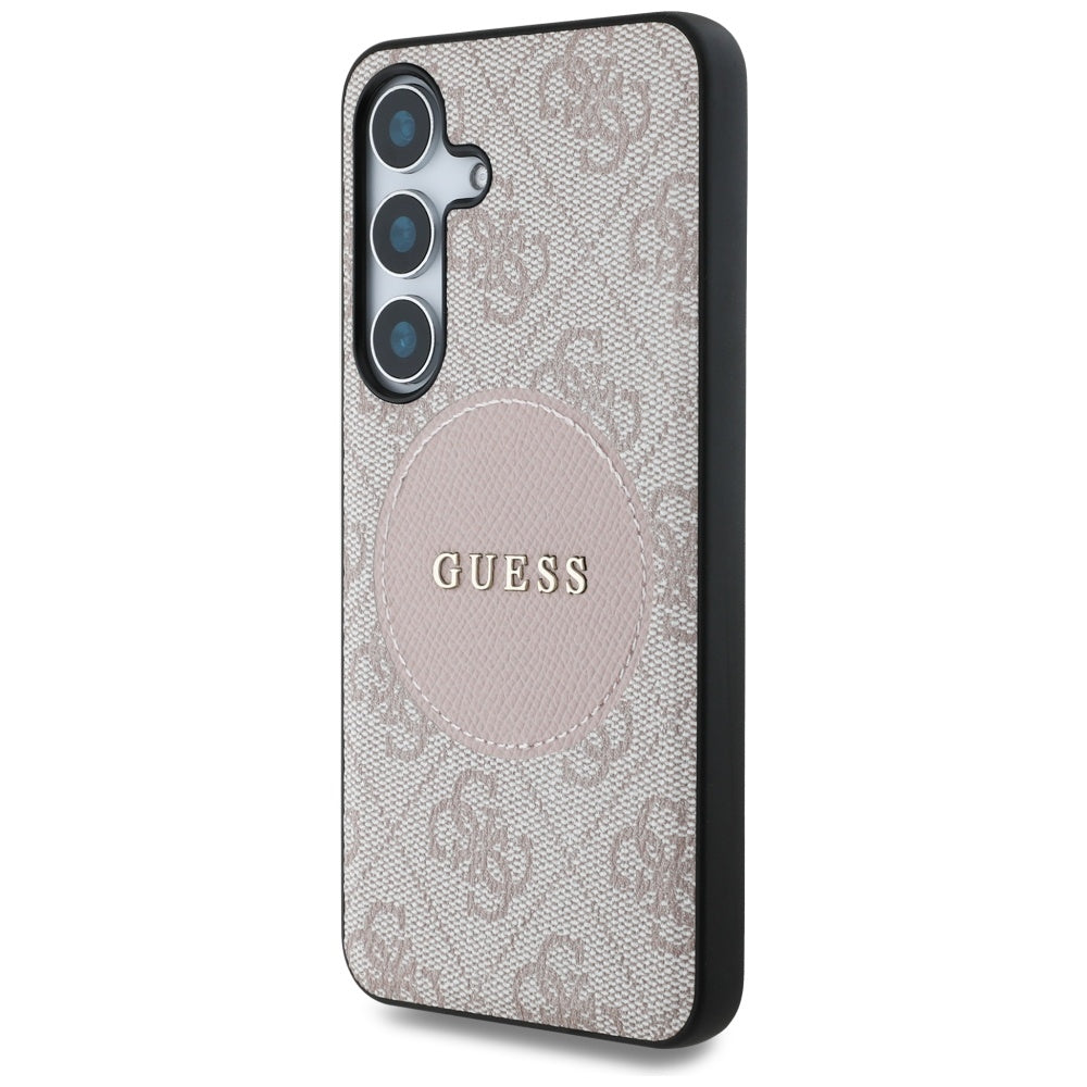 MagSafe Case for Samsung Galaxy S25 S931, Guess, 4G Circle Classic Logo, Pink