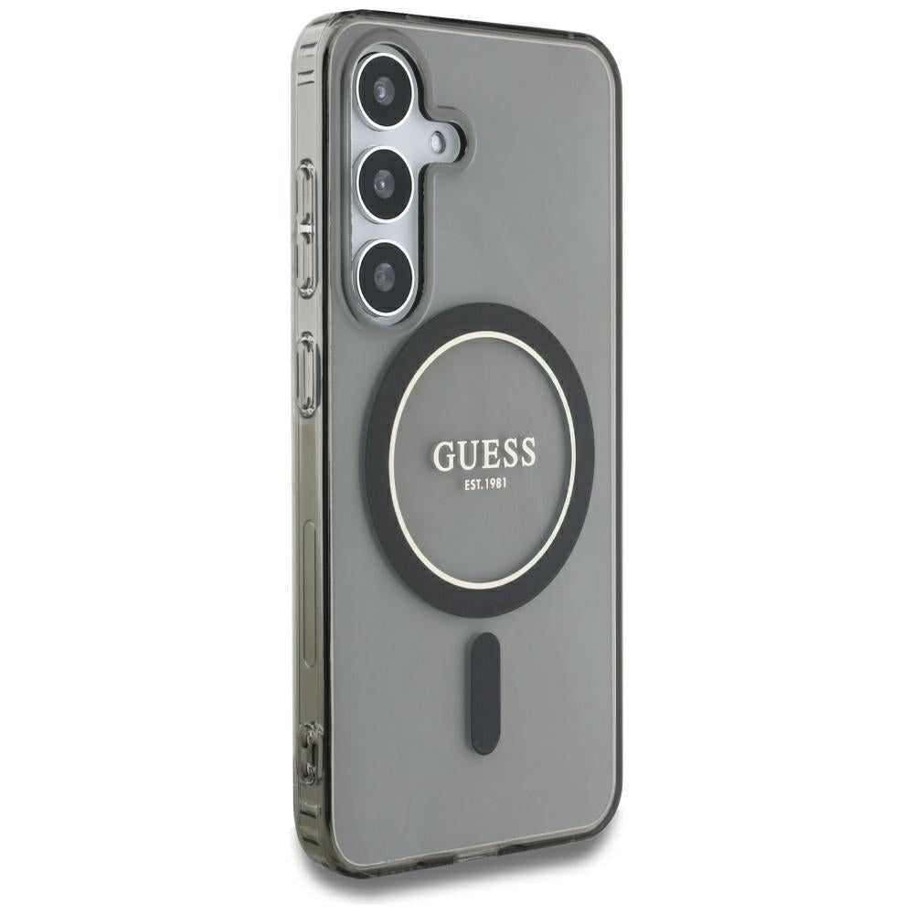 MagSafe Case for Samsung Galaxy S25 S931, Guess, IML Glitter Circle, Black