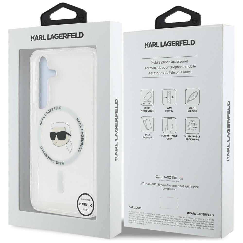 MagSafe Case for Samsung Galaxy S25 S931, Karl Lagerfeld, IML Karl's Head, White