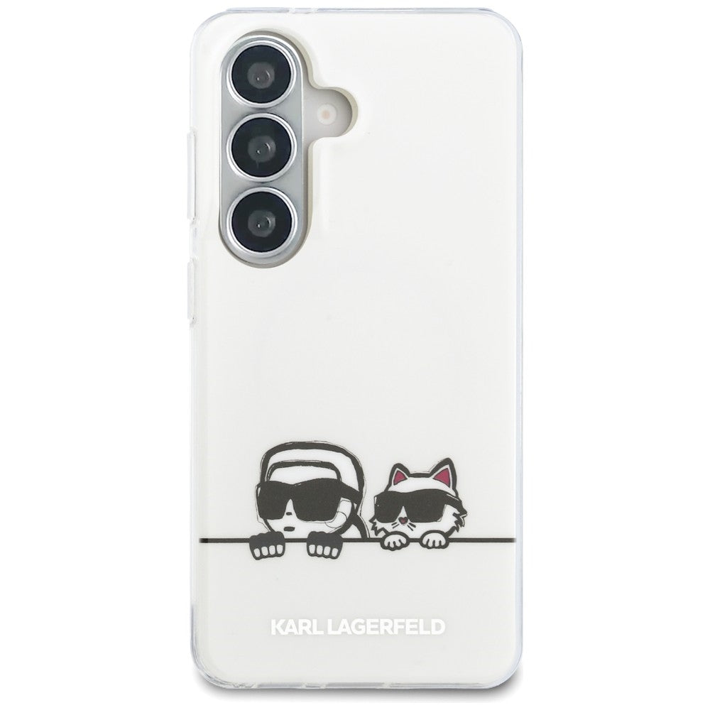 MagSafe Case for Samsung Galaxy S26 S942, Karl Lagerfeld, IML Karl & Choupette Peekaboo Logo, White