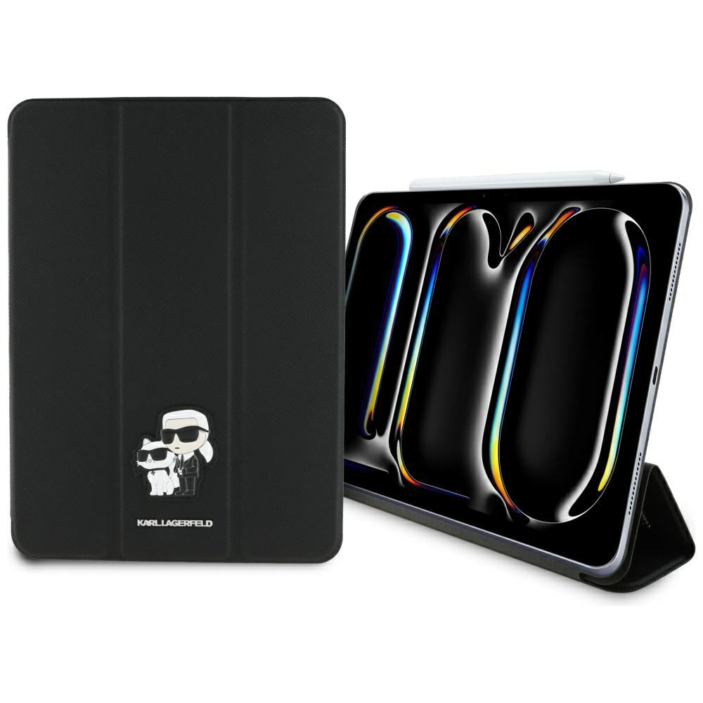 Case for Apple iPad Pro 11 (2024), Karl Lagerfeld, Saffiano Karl & Choupette, Black.