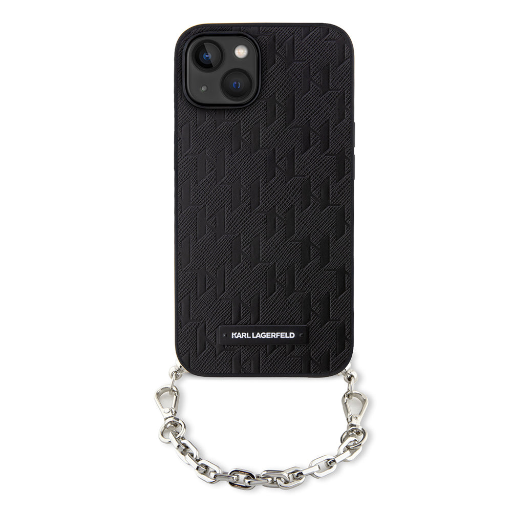 Case for Apple iPhone 14, Karl Lagerfeld, Saffiano Monogram Chain, Black