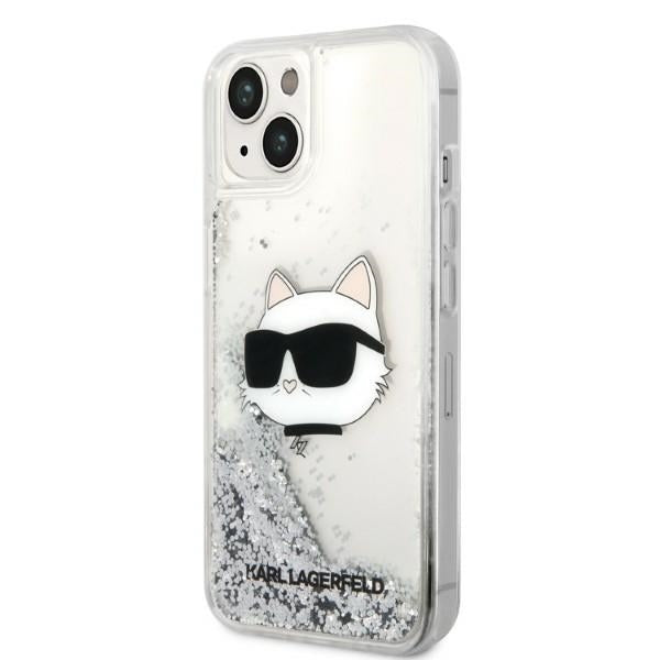 Case for Apple iPhone 14 Plus, Karl Lagerfeld, Glitter Choupette's Head, Silver