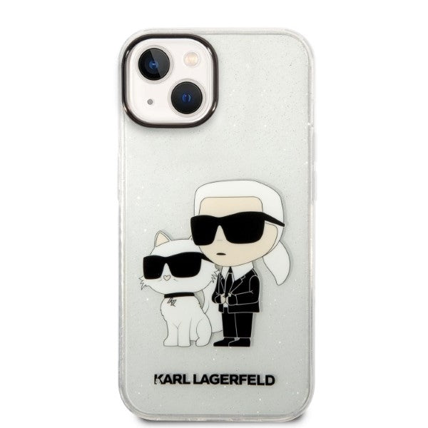 Case for Apple iPhone 14 Plus, Karl Lagerfeld, Glitter Karl & Choupette, Transparent