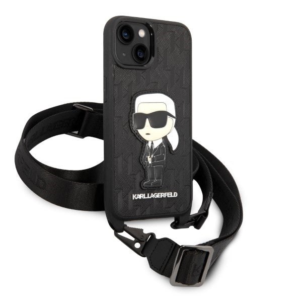 Case for Apple iPhone 14 Plus, Karl Lagerfeld, Monogram Ikonik Karl, White