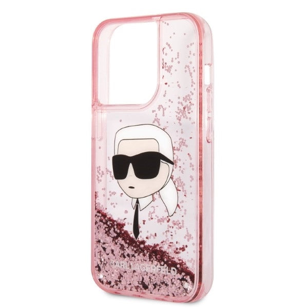Case for Apple iPhone 14 Pro Max, Karl Lagerfeld, Glitter Karl's Head, Pink