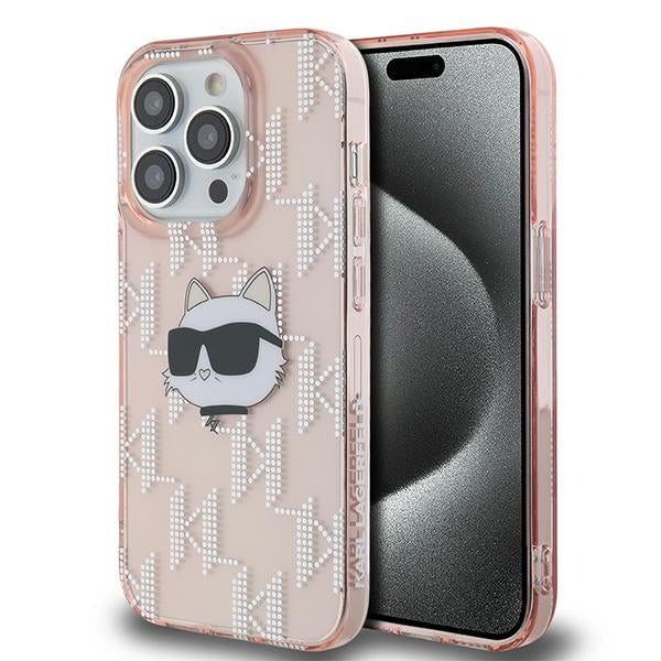 Case for Apple iPhone 14 Pro Max, Karl Lagerfeld, IML Luxury Monogram Choupette's Head, Pink