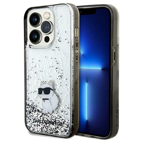 Case for Apple iPhone 14 Pro Max, Karl Lagerfeld, Liquid Glitter Choupette, Transparent