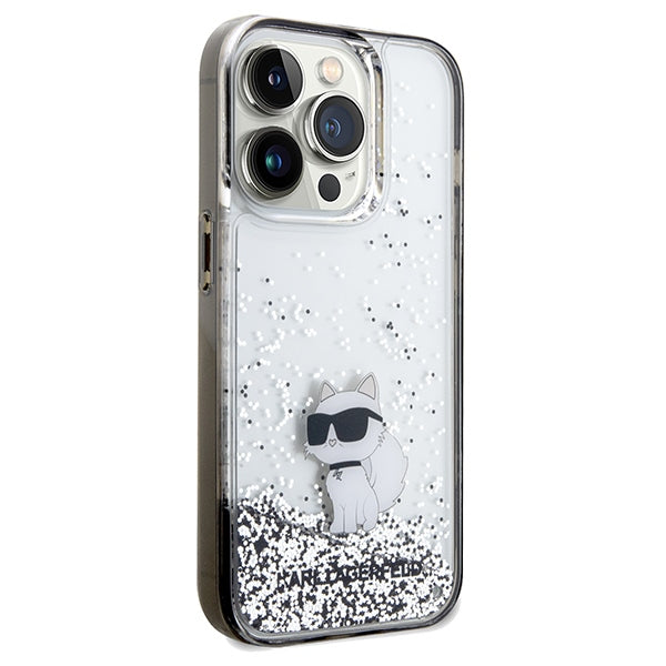 Case for Apple iPhone 14 Pro Max, Karl Lagerfeld, Liquid Glitter Choupette, Transparent