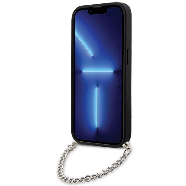 Case for Apple iPhone 14 Pro Max, Karl Lagerfeld, Saffiano Monogram Chain, Silver