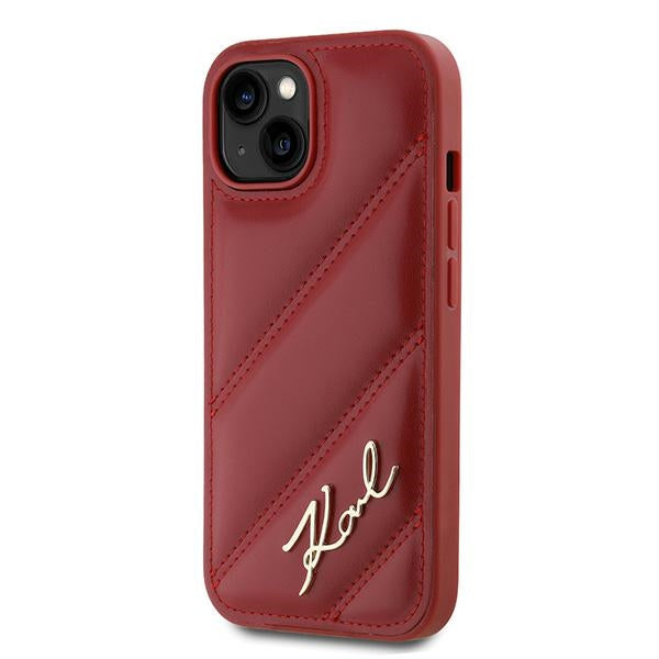 Case for Apple iPhone 15, Karl Lagerfeld, Diagonal Quilted Script, Rosie