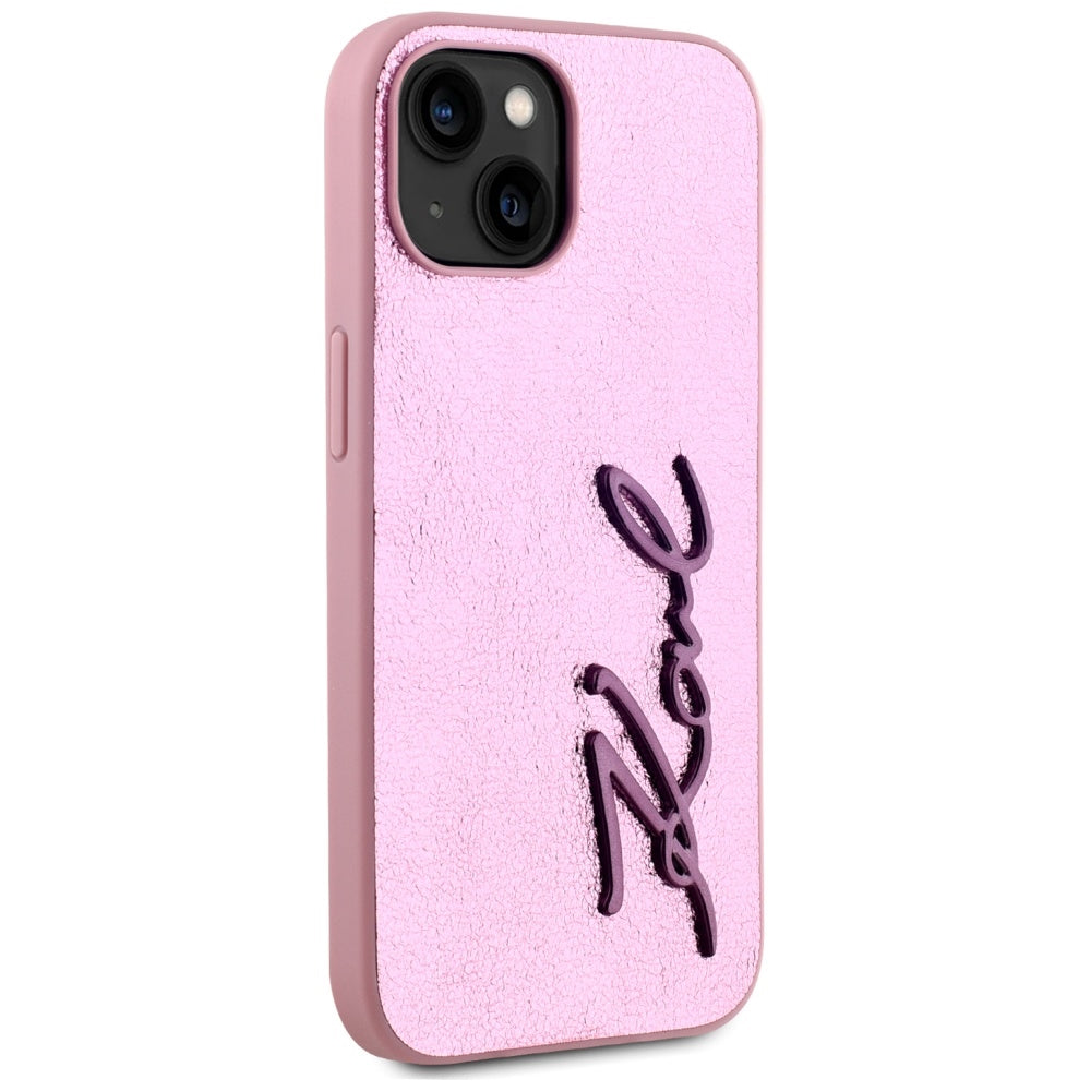 Case for Apple iPhone 15, Karl Lagerfeld, Metal Signature, Pink
