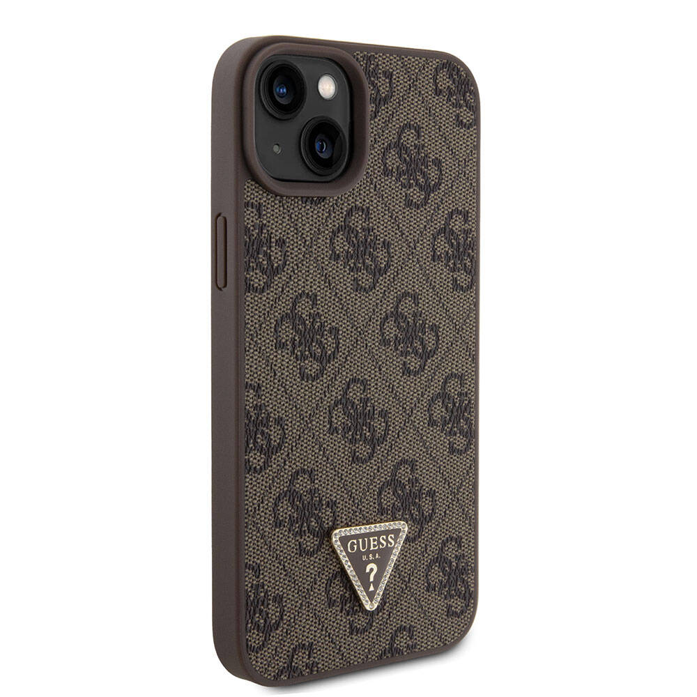 Case for Apple iPhone 15 Plus, Guess, Crossbody 4G Metal Logo, Brown