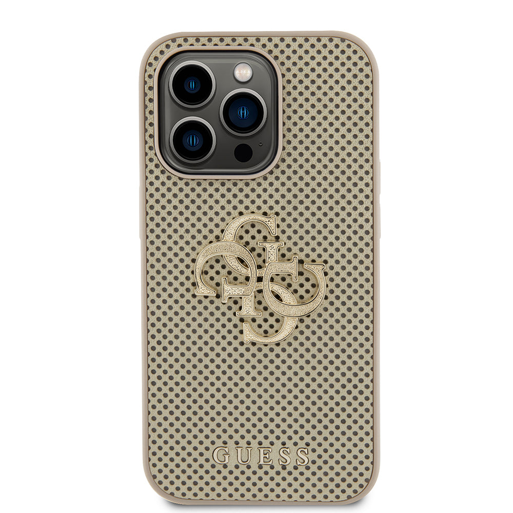 Case for Apple iPhone 15 Pro, Guess, Perforated 4G, Gold