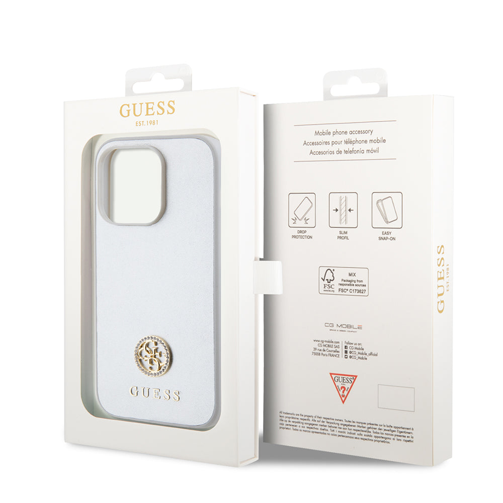Case for Apple iPhone 15 Pro, Guess, Strass Metal Logo, Silver