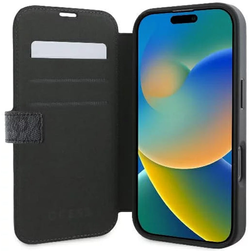 Case for Apple iPhone 16, Guess, 4G Book, Black