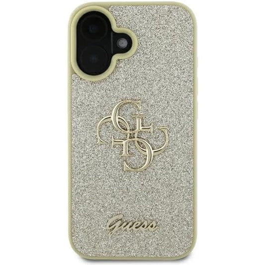 Case for Apple iPhone 16 Plus, Guess, Fixed Glitter Big 4G, Gold