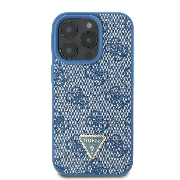 Case for Apple iPhone 16 Pro, Guess, Crossbody 4G Triangle Strass, Blue