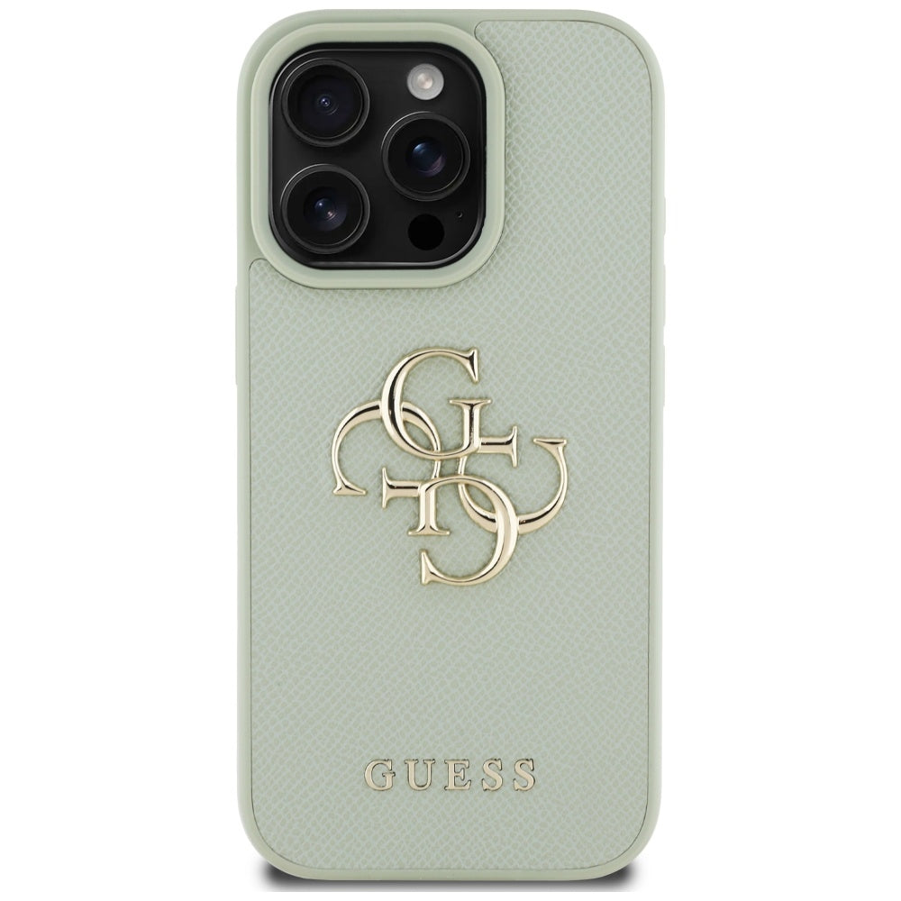 Case for Apple iPhone 16 Pro, Guess, Grained Big 4G Logo Small Classic Logo, Green