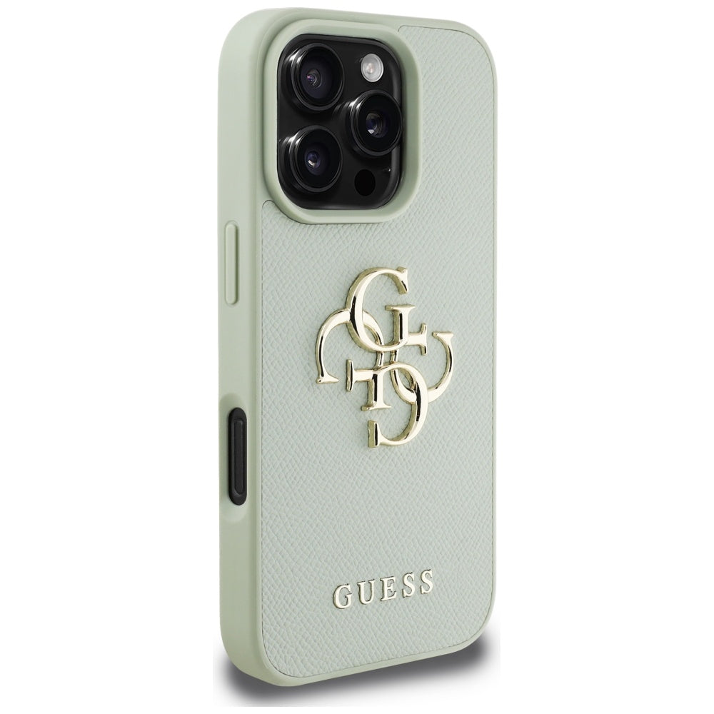 Case for Apple iPhone 16 Pro, Guess, Grained Big 4G Logo Small Classic Logo, Green