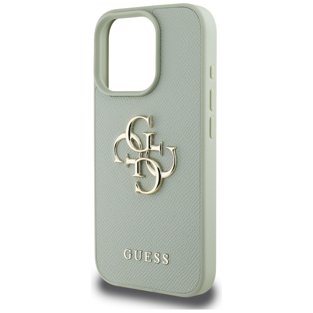 Case for Apple iPhone 16 Pro, Guess, Grained Big 4G Logo Small Classic Logo, Green
