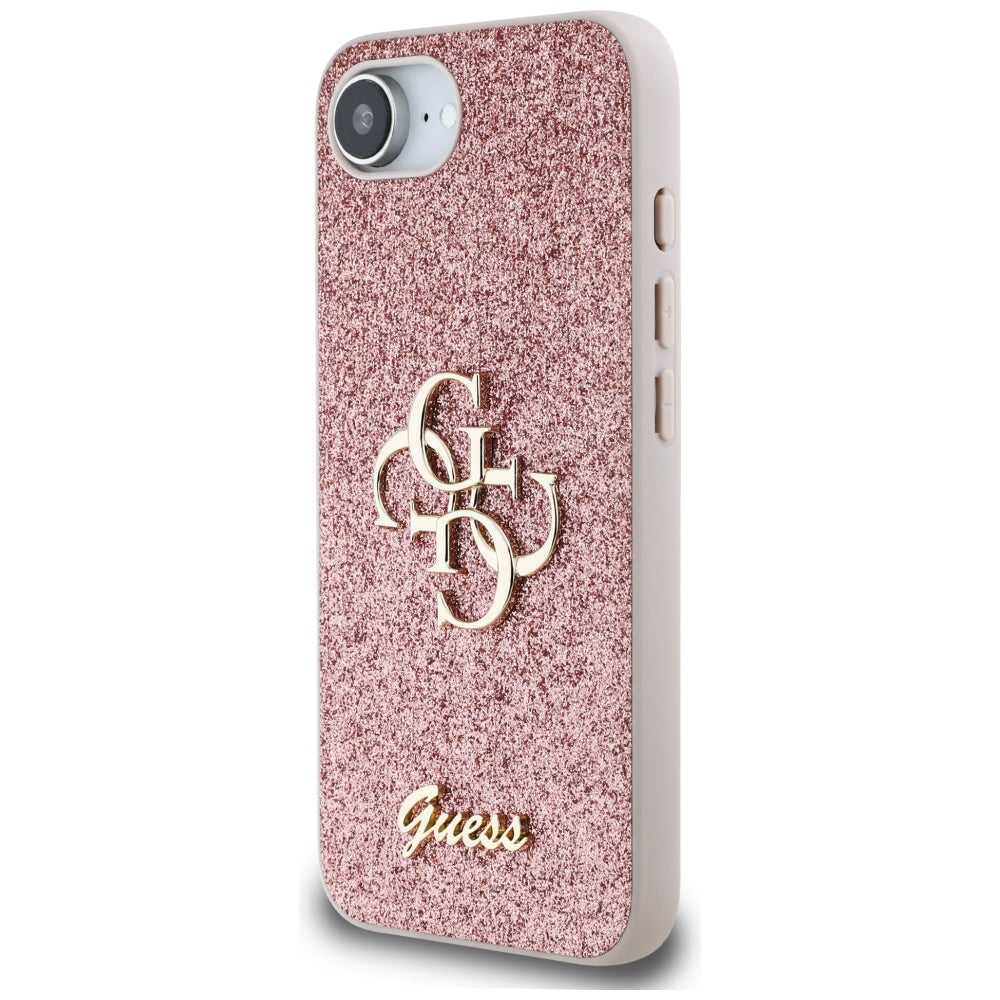 Case for Apple iPhone 17e / 16e, Guess, Fixed Glitter Big 4G, Pink