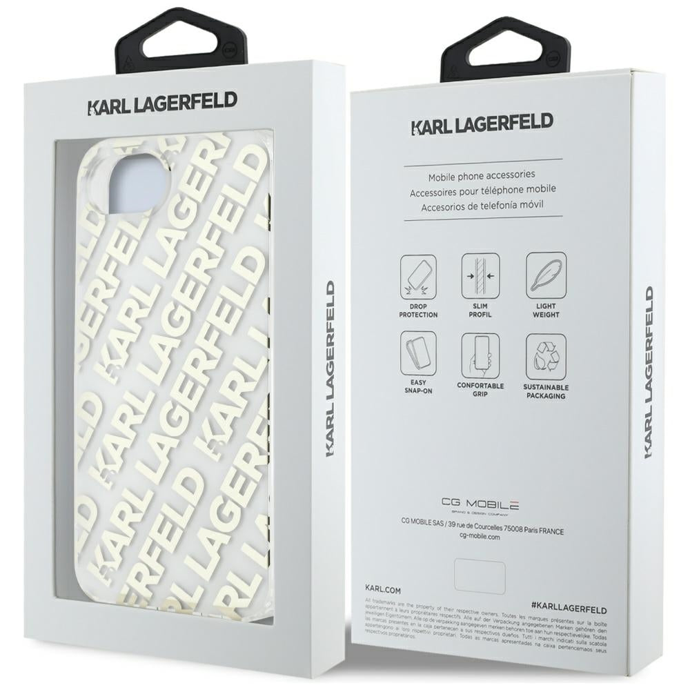 Case for Apple iPhone 17e / 16e, Karl Lagerfeld, IML Luxury Gold Fullover Logo, Gold