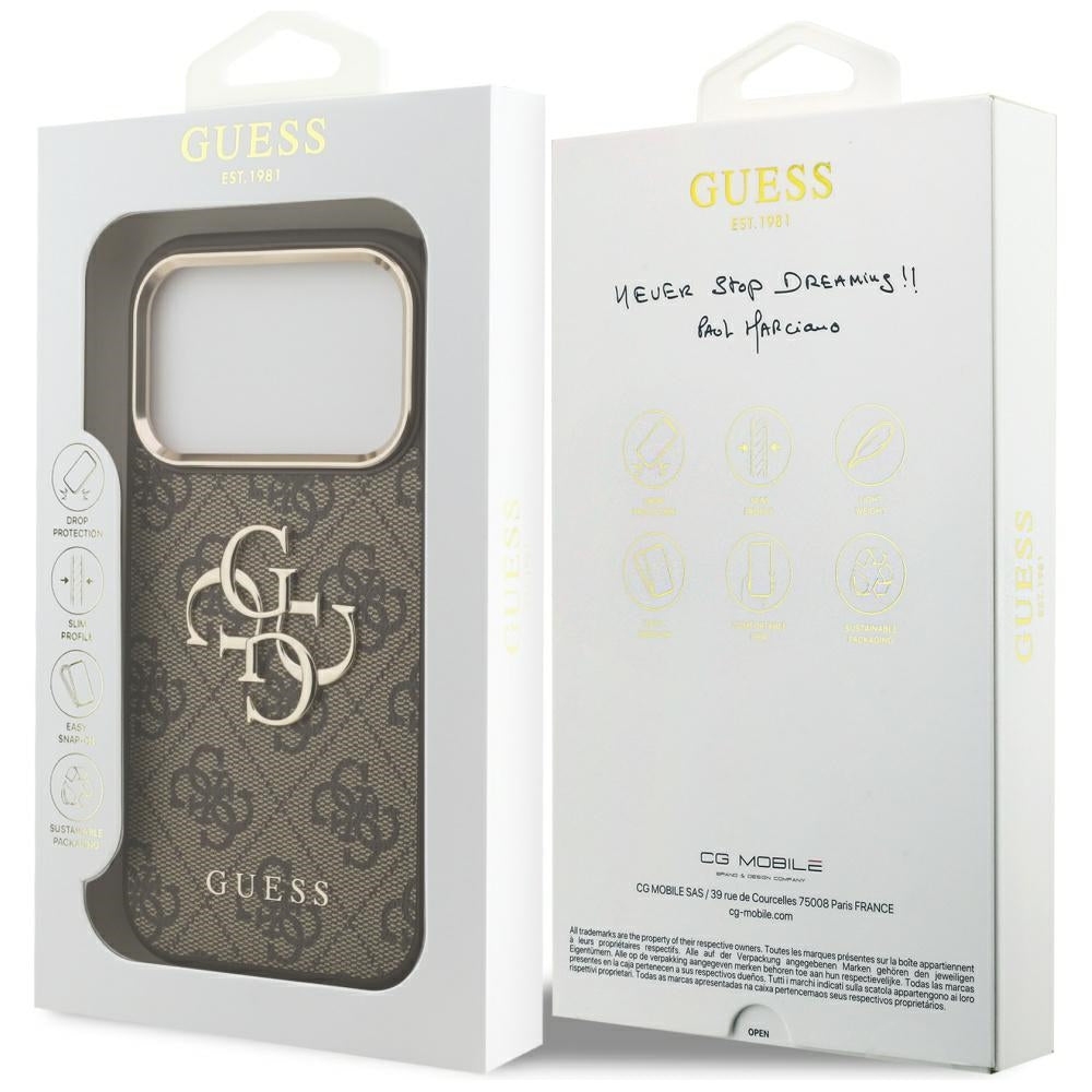 Case for Apple iPhone 17 Pro, Guess, Big 4G Logo Classic, Golden Brown
