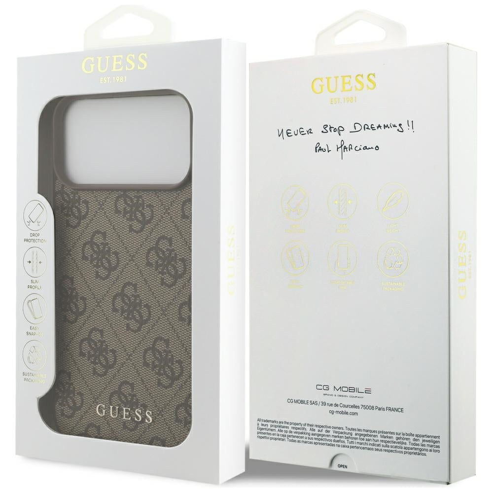 Case for Apple iPhone 17 Pro Max, Guess, 4G Classic, Brown