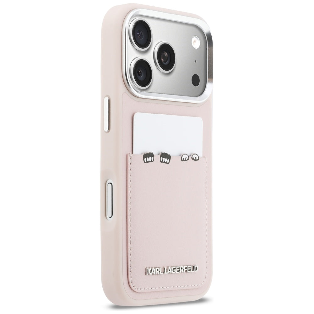 Case for Apple iPhone 17 Pro Max, Karl Lagerfeld, Karl & Choupette Print with Pocket, Pink