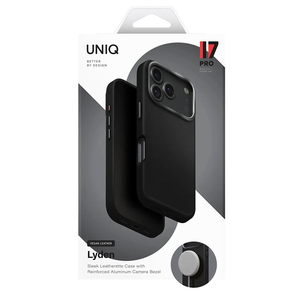 Case for Apple iPhone 17 Pro Max, UNIQ, Lyden Leatherette, Black