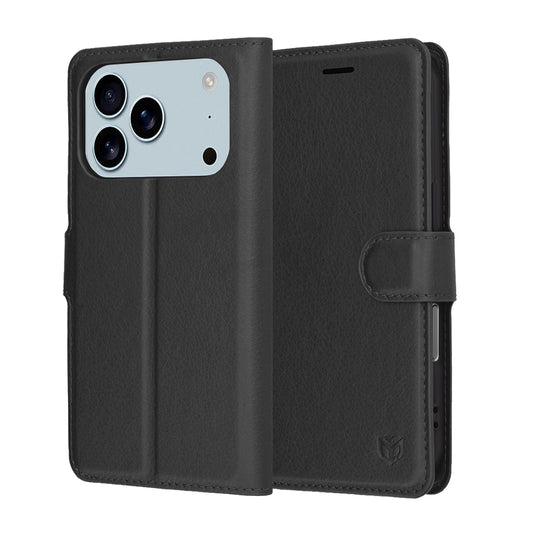 Case for Apple iPhone 17 Pro, Techsuit, Leather Folio, Black