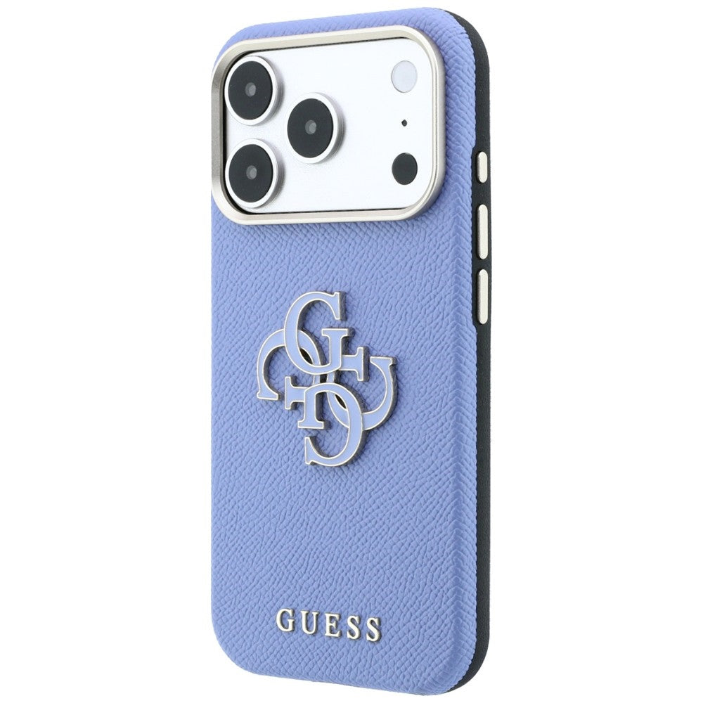 Case for Apple iPhone 18 Pro / 17 Pro, Guess, Grained Big Resin Logo, Blue