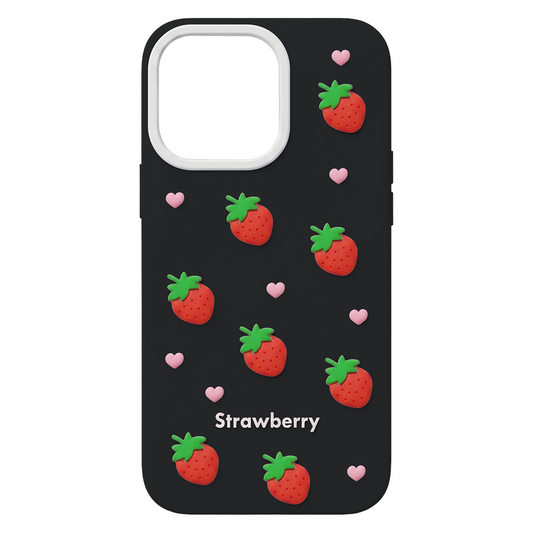 Case for Apple iPhone 16 Pro Max, OEM, Strawberry, Black