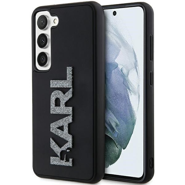 Case for Samsung Galaxy S23+ S916, Karl Lagerfeld, 3D Rubber Glitter Logo, Black
