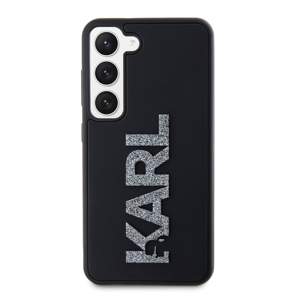 Case for Samsung Galaxy S23 S911, Karl Lagerfeld, 3D Rubber Glitter Logo, Black