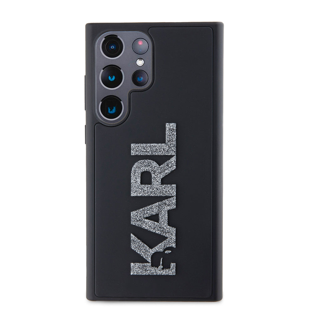 Case for Samsung Galaxy S23 Ultra S918, Karl Lagerfeld, 3D Rubber Glitter Logo, Black