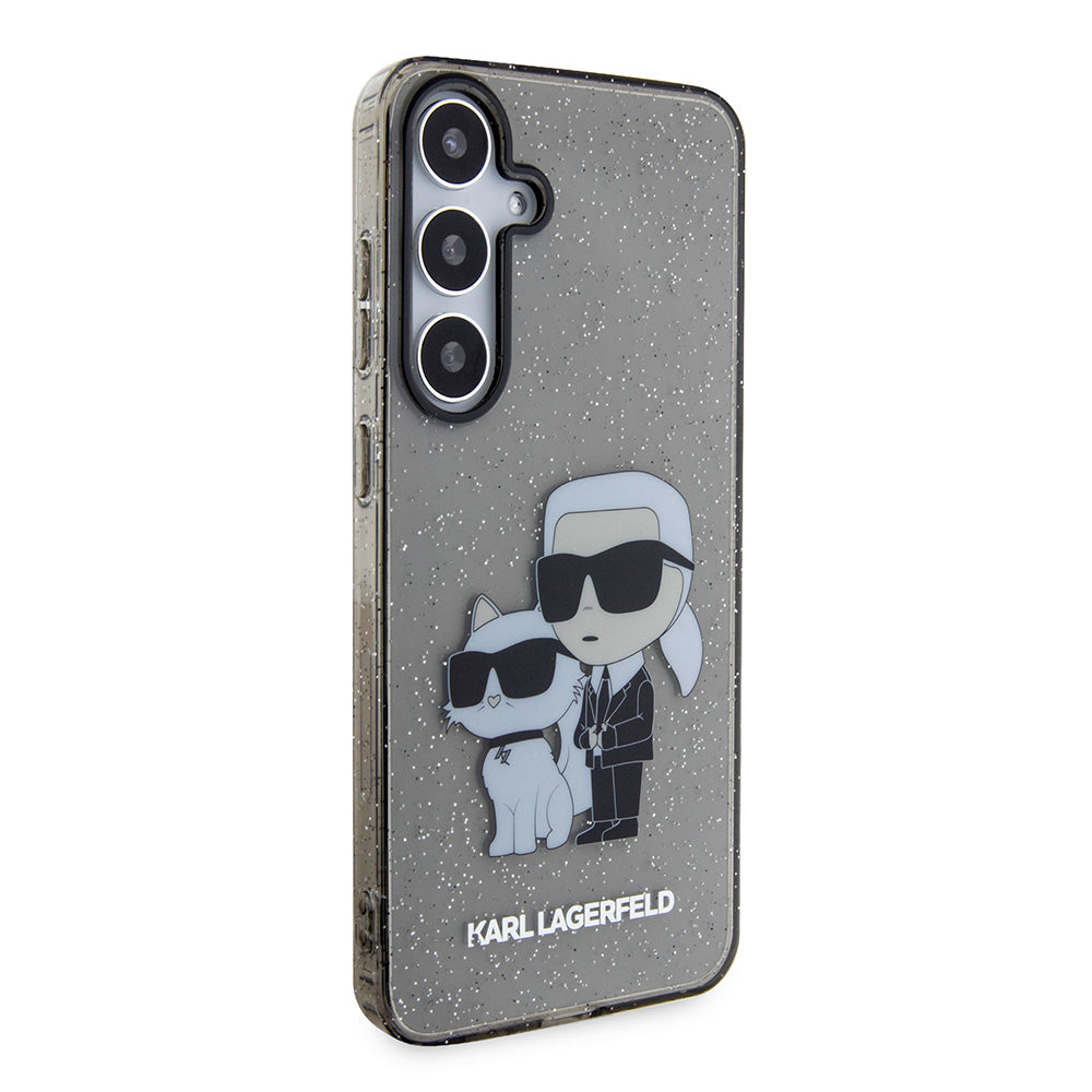Case for Samsung Galaxy S24+ S926, Karl Lagerfeld, Glitter Karl & Choupette, Transparent Black