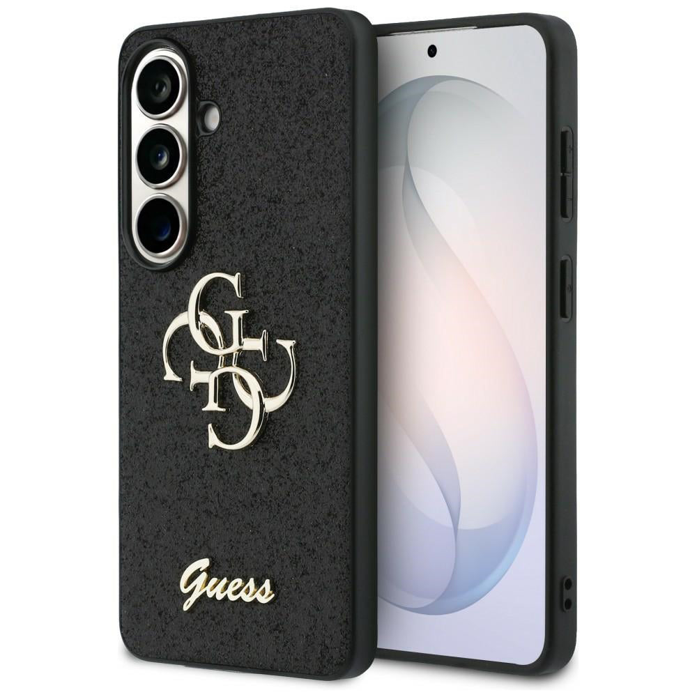 Case for Samsung Galaxy S26 S942, Guess, Fixed Glitter Big 4G Metal Frame, Black