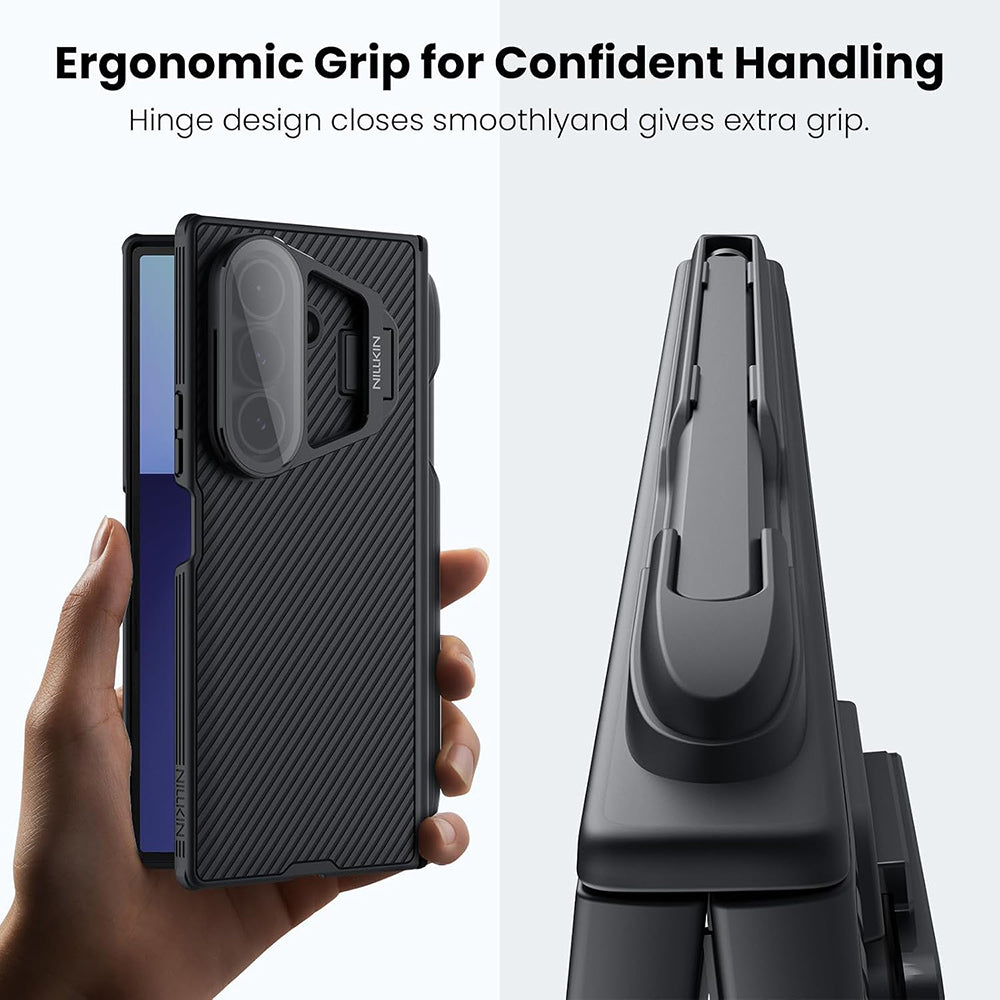 Case for Samsung Galaxy Z Fold7 F966, Nillkin, CamShield Prop with Transparent Lens Cover and S-Pen Holder, Black