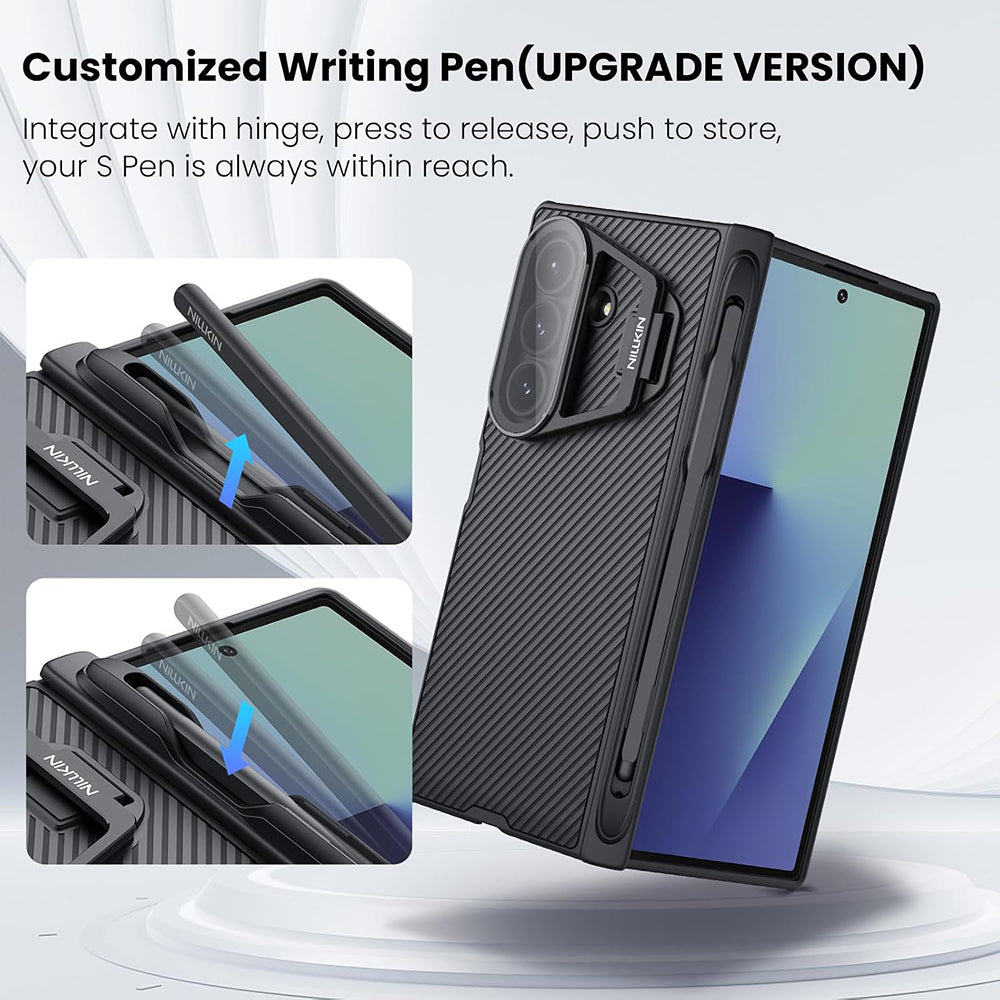 Case for Samsung Galaxy Z Fold7 F966, Nillkin, CamShield Prop with Transparent Lens Cover and S-Pen Holder, Black