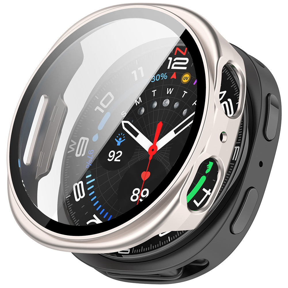 Techsuit Defense360 Pro Case for Samsung Galaxy Watch9 / Watch8 44mm, Pearl Silver