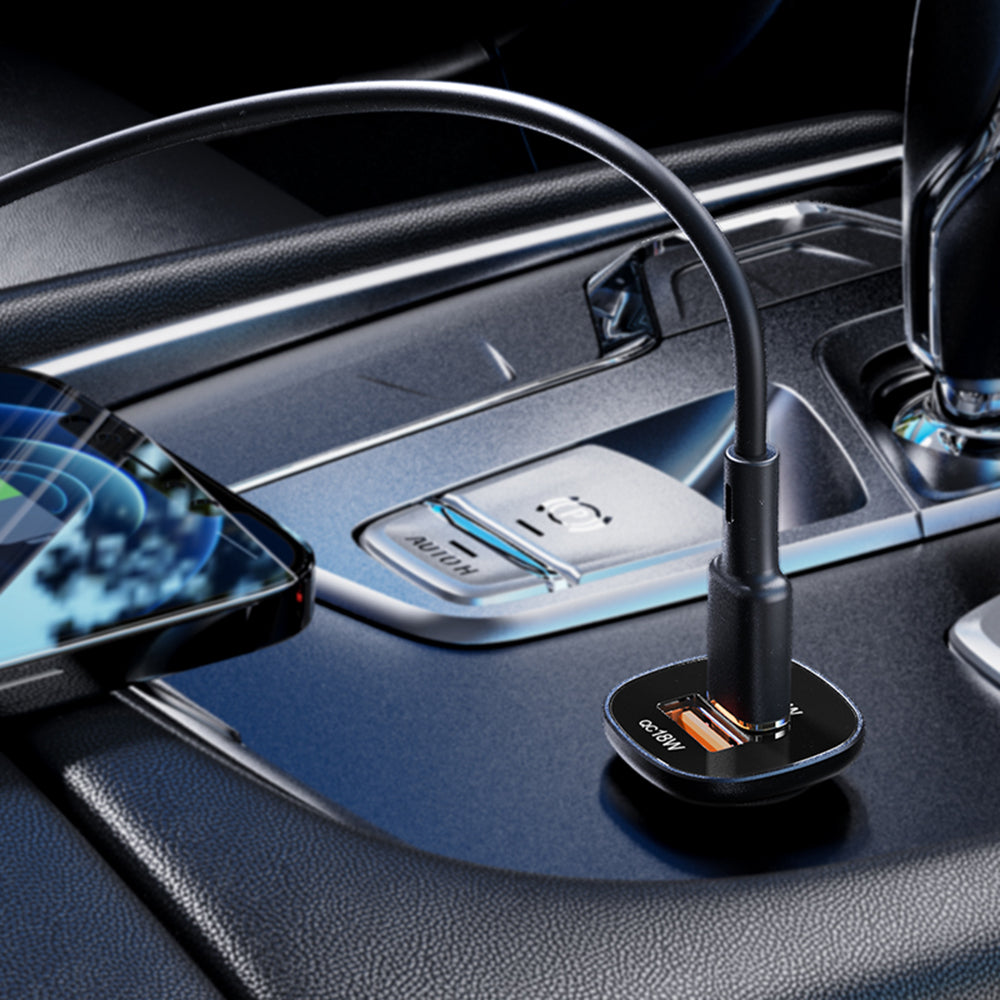 Acefast B1 Car Charger, 38W, 3A, 1 x USB-A - 1 x USB-C, Black