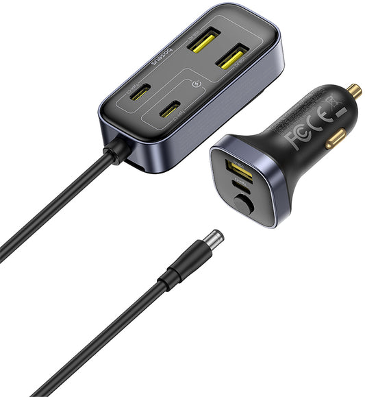 Baseus BackseatPal L1 Car Charger, 110W, 3A, 3 x USB-A - 3 x USB-C, Black C00081100121-00