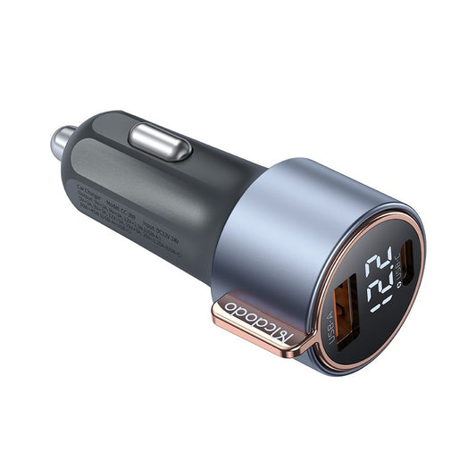 McDodo CC-3690 Venus Display Car Charger, 75W, 3A, 1 x USB-A - 1 x USB-C, Black