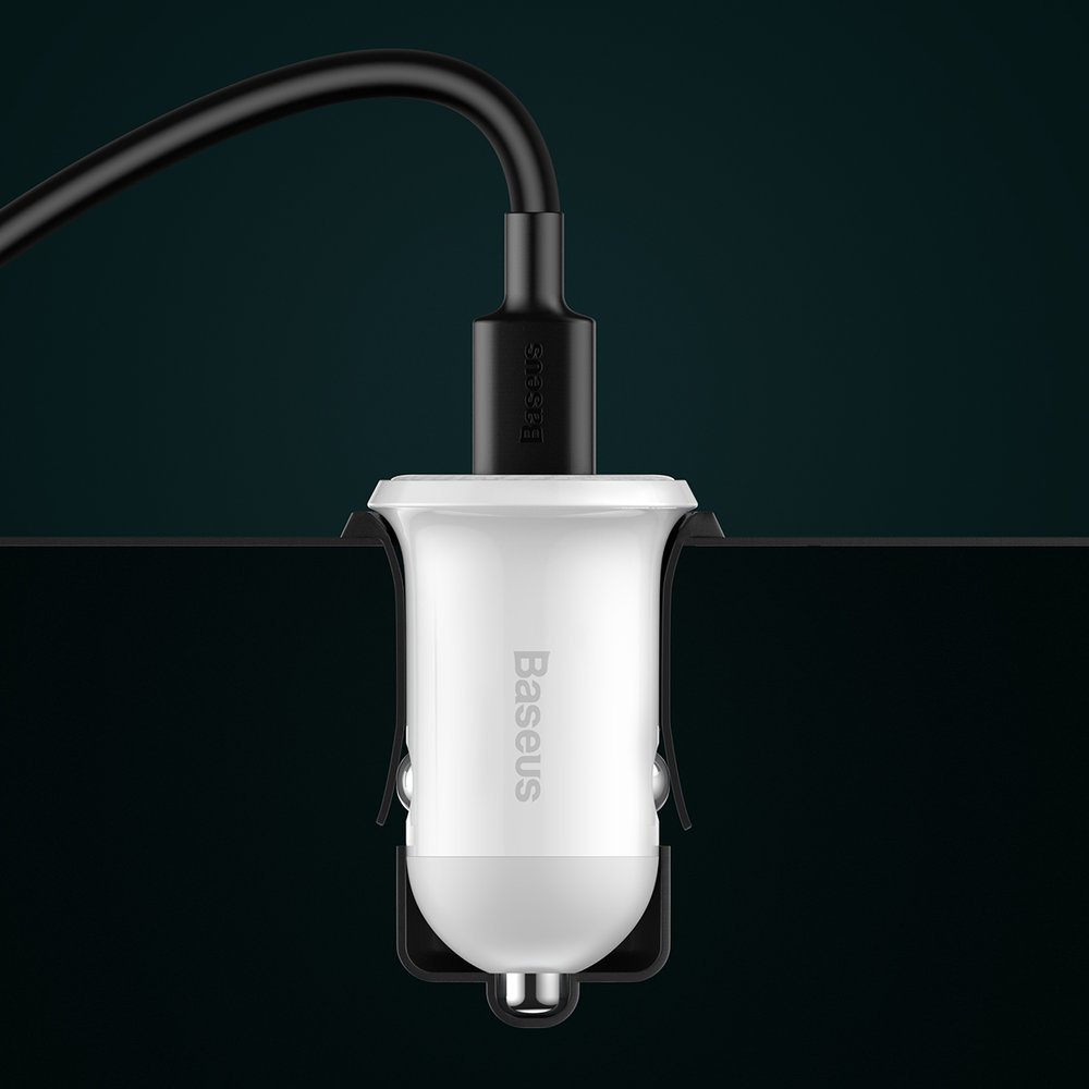 Car Charger Baseus Grain Pro, 24W, 2.4A, 2 x USB-A, White CCALLP-02