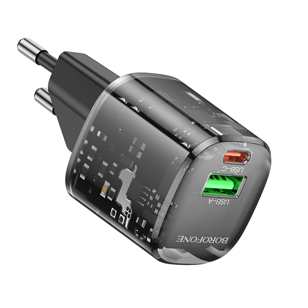 Borofone BN17 Sunlight Network Charger, 20W, 3A, 1 x USB-A - 1 x USB-C, Black