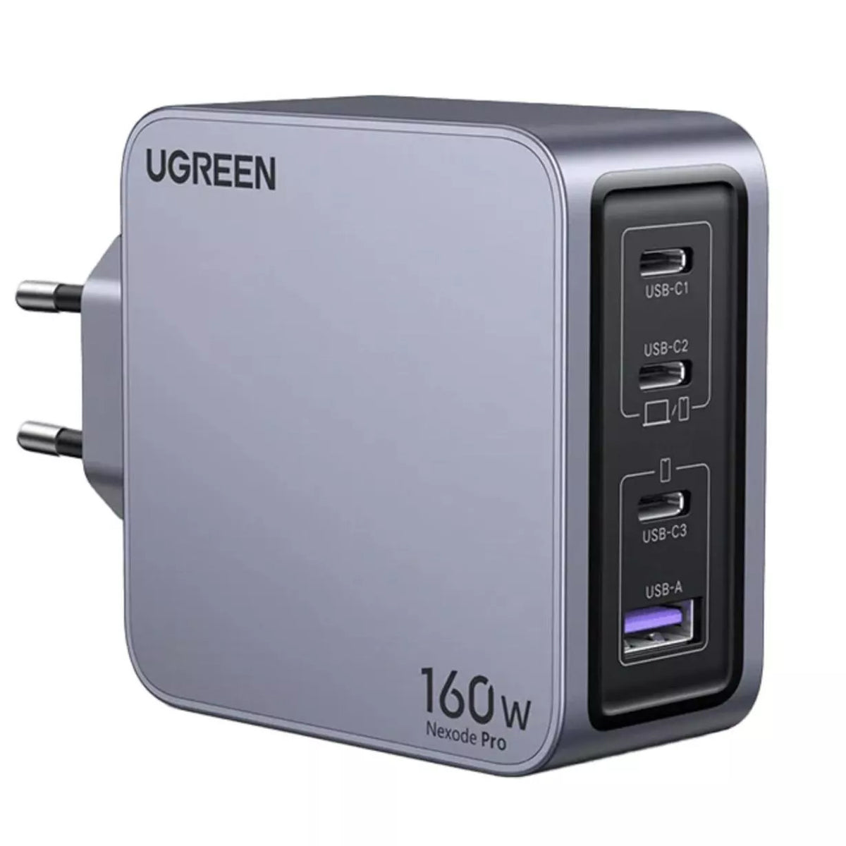 UGREEN X763 Nexode Pro Network Charger with USB-C Cable, 160W, 3.25A, 1 x USB-A - 3 x USB-C, Grey