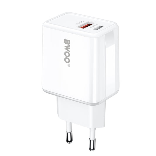 Lightning Cable Wall Charger BWOO CDA182, 38W, 3A, 1 x USB-A - 1 x USB-C, White